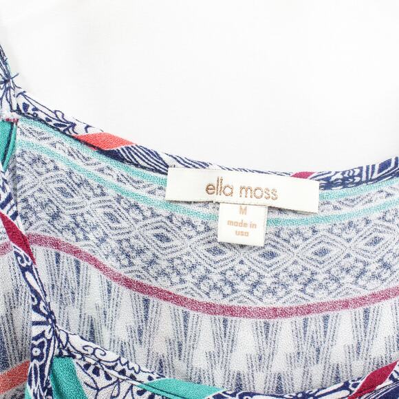 ELLA MOSS Blue Coral Cold Shoulder Boho Medallion Blouse - Picture 3 of 10